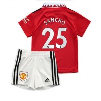 Manchester United Jadon Sancho #25 Hjemmebanesæt Børn 2022-23 Kortærmet (+ Korte bukser)
